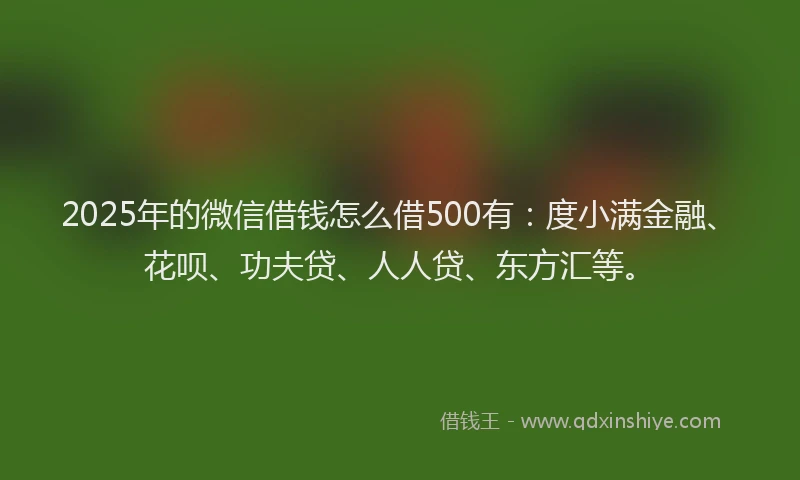 2025年的微信借钱怎么借500有：度小满金融、花呗、功夫贷、人人贷、东方汇等。