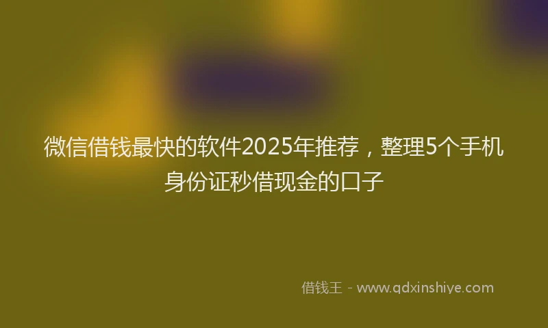 微信借钱最快的软件2025年推荐，整理5个手机身份证秒借现金的口子