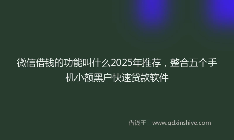 微信借钱的功能叫什么2025年推荐，整合五个手机小额黑户快速贷款软件