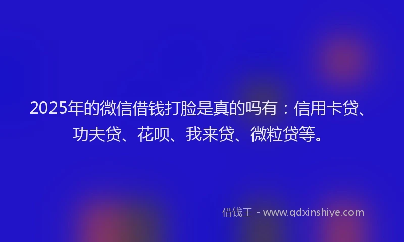 2025年的微信借钱打脸是真的吗有：信用卡贷、功夫贷、花呗、我来贷、微粒贷等。
