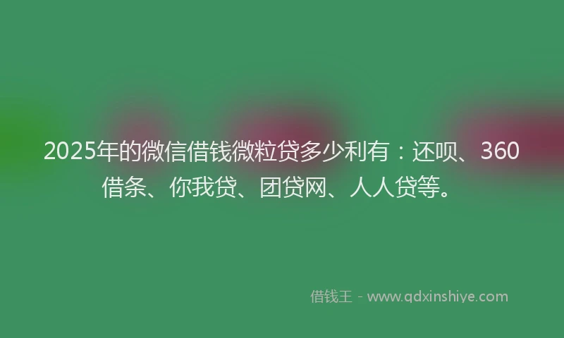 2025年的微信借钱微粒贷多少利有：还呗、360借条、你我贷、团贷网、人人贷等。