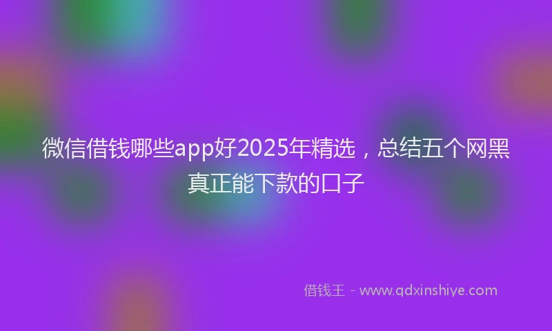 微信借钱哪些app好2025年精选，总结五个网黑真正能下款的口子