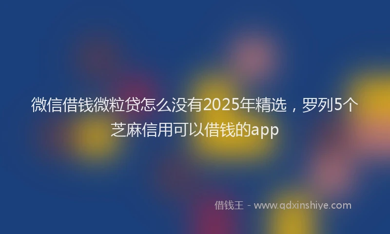 微信借钱微粒贷怎么没有2025年精选，罗列5个芝麻信用可以借钱的app