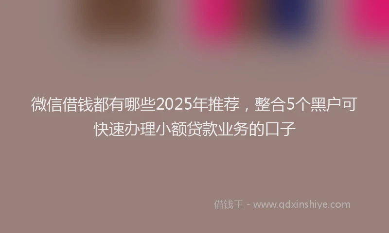 微信借钱都有哪些2025年推荐，整合5个黑户可快速办理小额贷款业务的口子