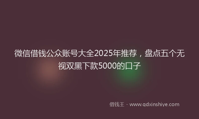 微信借钱公众账号大全2025年推荐，盘点五个无视双黑下款5000的口子