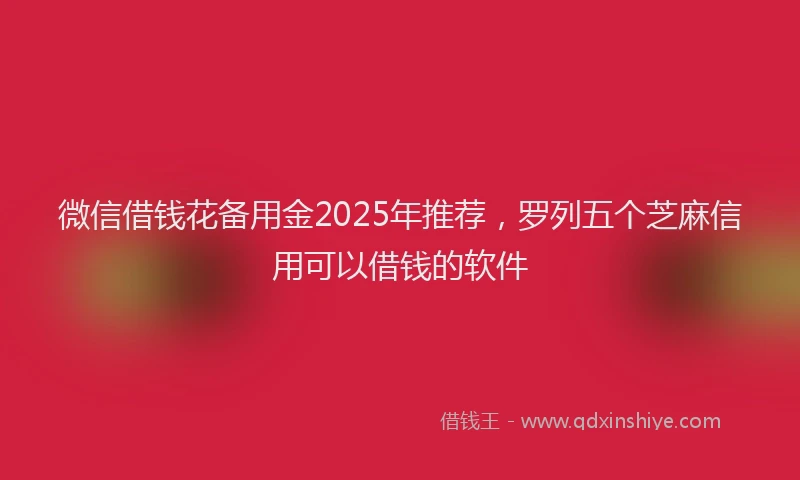 微信借钱花备用金2025年推荐，罗列五个芝麻信用可以借钱的软件