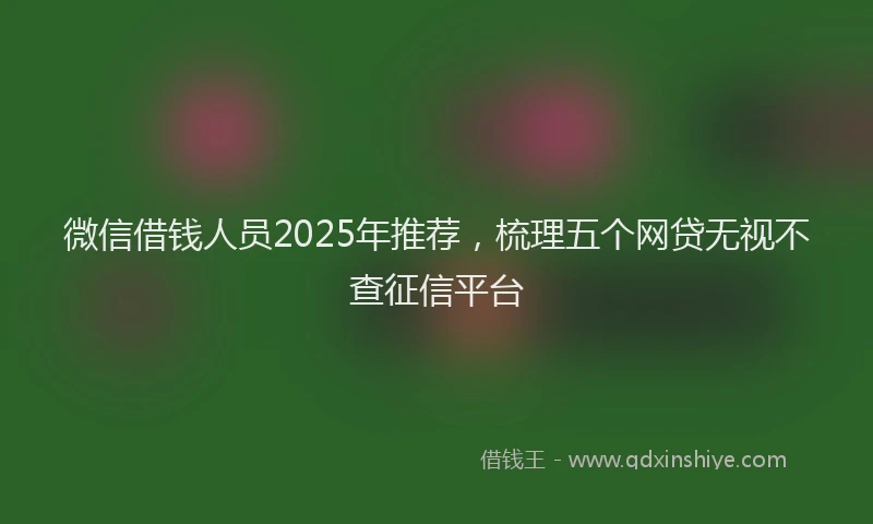 微信借钱人员2025年推荐，梳理五个网贷无视不查征信平台