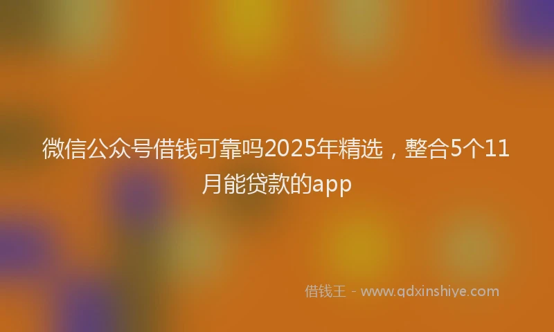 微信公众号借钱可靠吗2025年精选，整合5个11月能贷款的app
