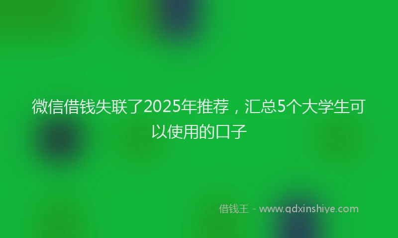 微信借钱失联了2025年推荐，汇总5个大学生可以使用的口子