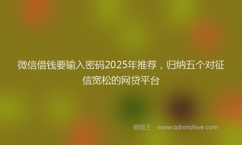 微信借钱要输入密码2025年推荐，归纳五个对征信宽松的网贷平台