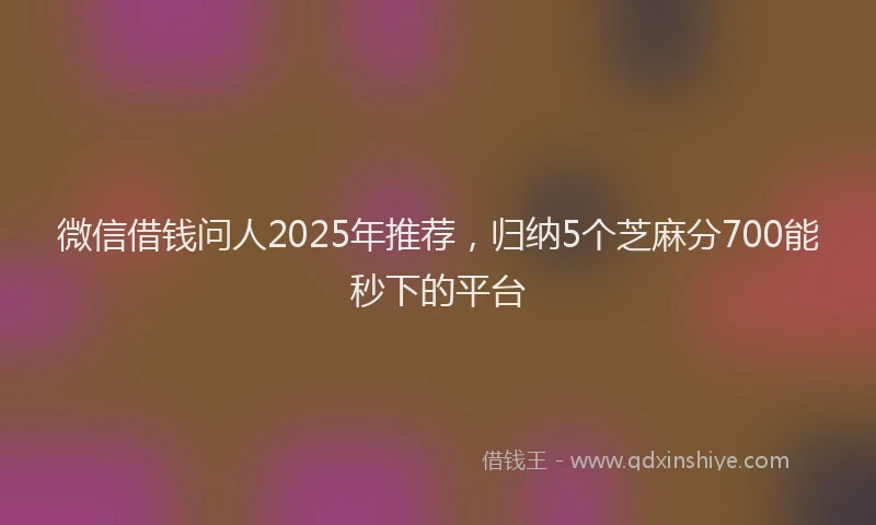 微信借钱问人2025年推荐，归纳5个芝麻分700能秒下的平台