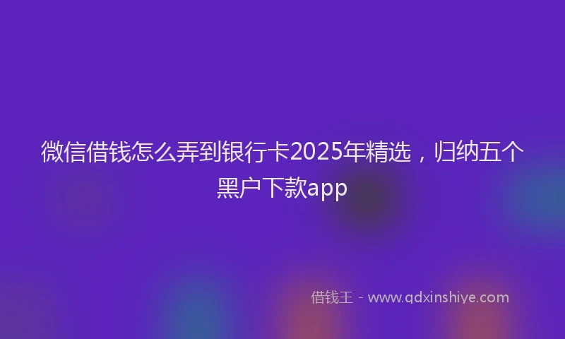 微信借钱怎么弄到银行卡2025年精选，归纳五个黑户下款app