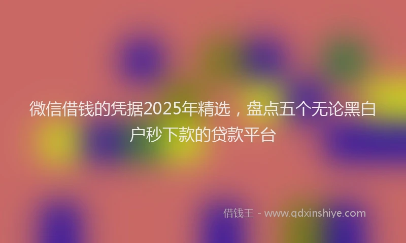 微信借钱的凭据2025年精选，盘点五个无论黑白户秒下款的贷款平台