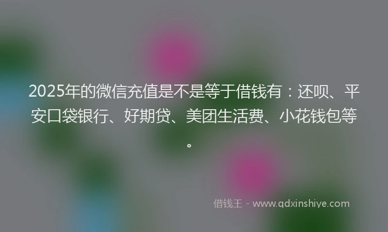 2025年的微信充值是不是等于借钱有：还呗、平安口袋银行、好期贷、美团生活费、小花钱包等。