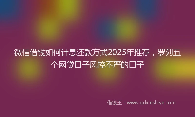 微信借钱如何计息还款方式2025年推荐，罗列五个网贷口子风控不严的口子
