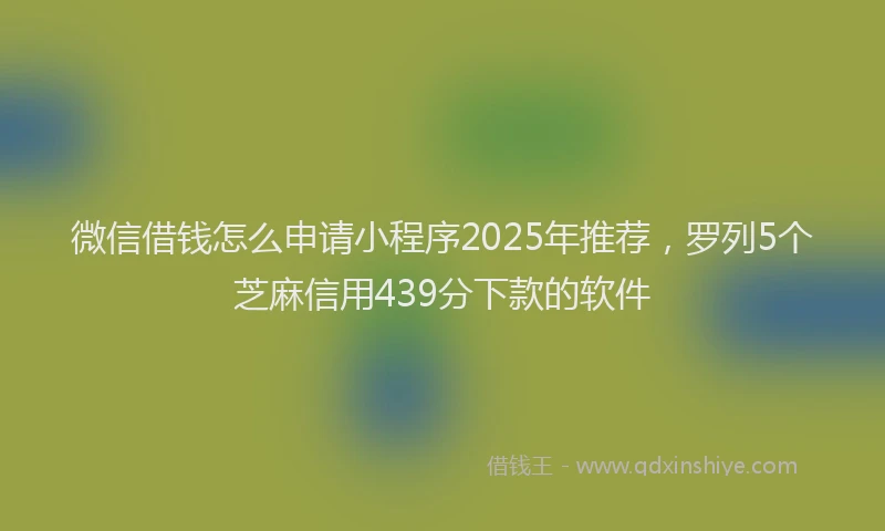 微信借钱怎么申请小程序2025年推荐，罗列5个芝麻信用439分下款的软件