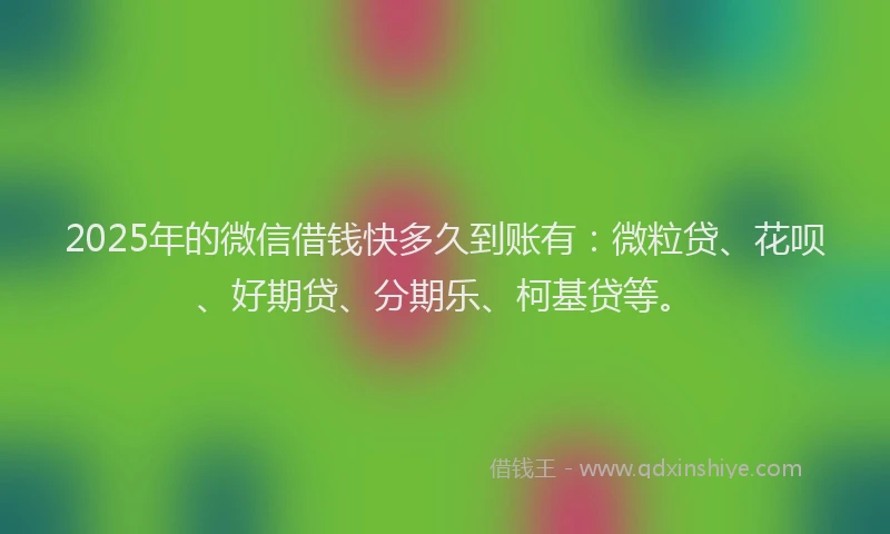 2025年的微信借钱快多久到账有：微粒贷、花呗、好期贷、分期乐、柯基贷等。