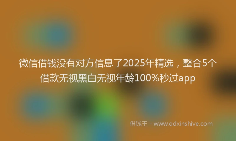 微信借钱没有对方信息了2025年精选，整合5个借款无视黑白无视年龄100%秒过app