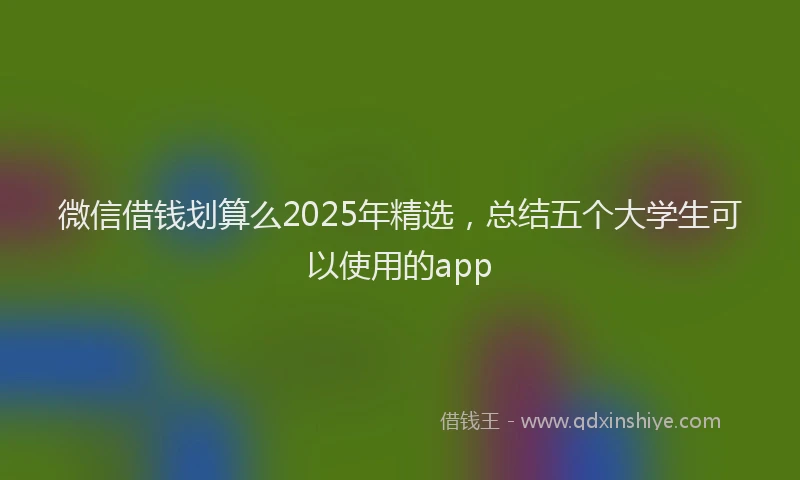 微信借钱划算么2025年精选，总结五个大学生可以使用的app
