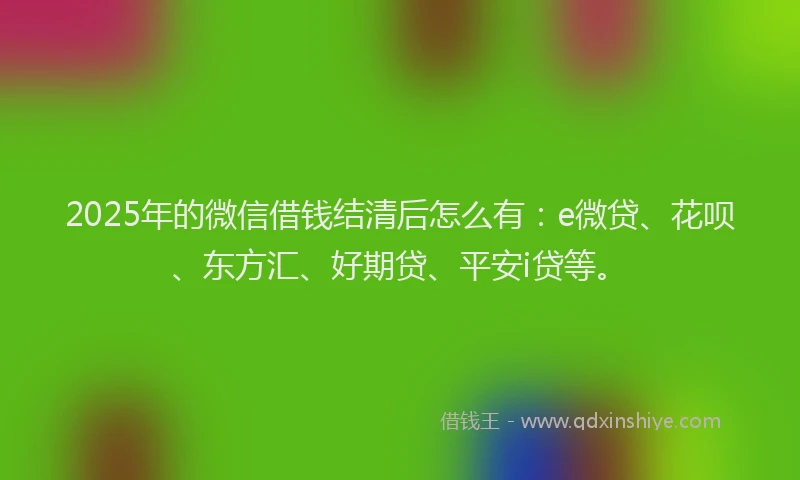 2025年的微信借钱结清后怎么有：e微贷、花呗、东方汇、好期贷、平安i贷等。