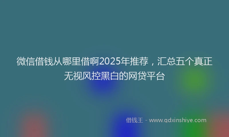 微信借钱从哪里借啊2025年推荐，汇总五个真正无视风控黑白的网贷平台
