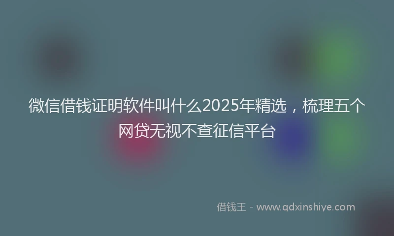 微信借钱证明软件叫什么2025年精选，梳理五个网贷无视不查征信平台