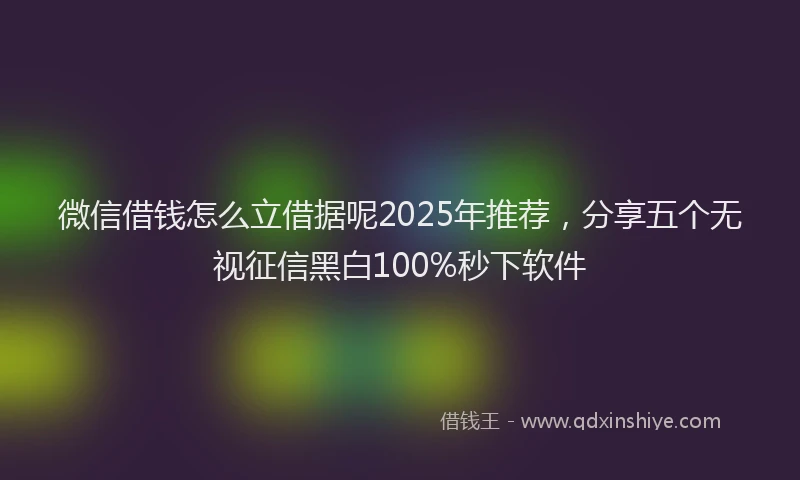 微信借钱怎么立借据呢2025年推荐，分享五个无视征信黑白100%秒下软件