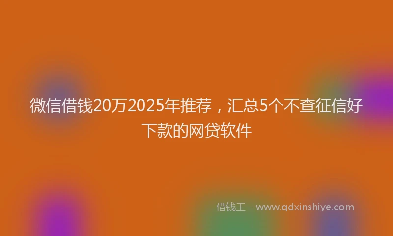 微信借钱20万2025年推荐，汇总5个不查征信好下款的网贷软件