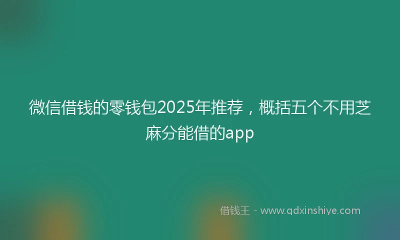 微信借钱的零钱包2025年推荐，概括五个不用芝麻分能借的app