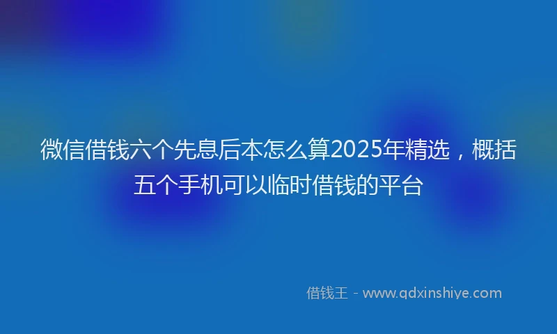 微信借钱六个先息后本怎么算2025年精选，概括五个手机可以临时借钱的平台