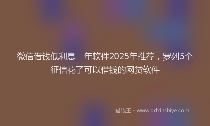 微信借钱低利息一年软件2025年推荐，罗列5个征信花了可以借钱的网贷软件