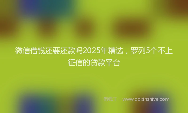 微信借钱还要还款吗2025年精选，罗列5个不上征信的贷款平台