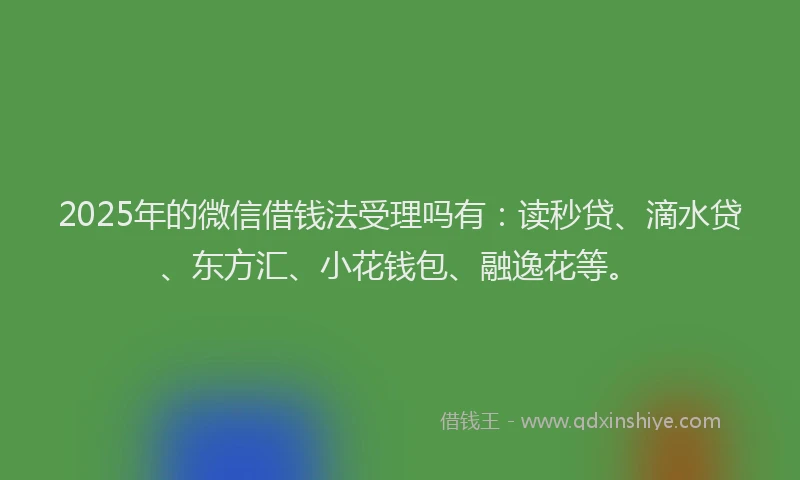 2025年的微信借钱法受理吗有：读秒贷、滴水贷、东方汇、小花钱包、融逸花等。