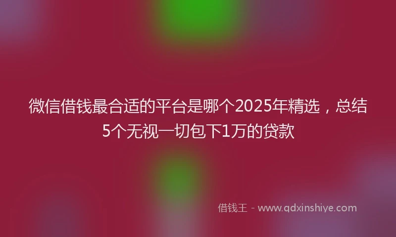 微信借钱最合适的平台是哪个2025年精选，总结5个无视一切包下1万的贷款