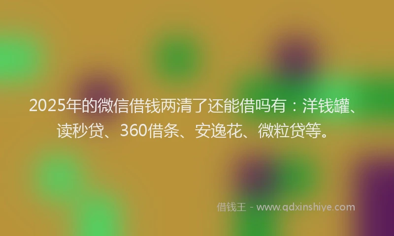 2025年的微信借钱两清了还能借吗有：洋钱罐、读秒贷、360借条、安逸花、微粒贷等。