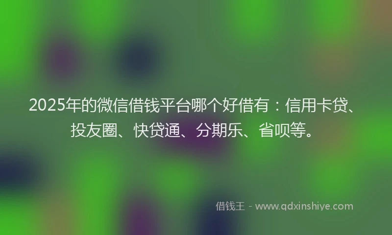 2025年的微信借钱平台哪个好借有：信用卡贷、投友圈、快贷通、分期乐、省呗等。
