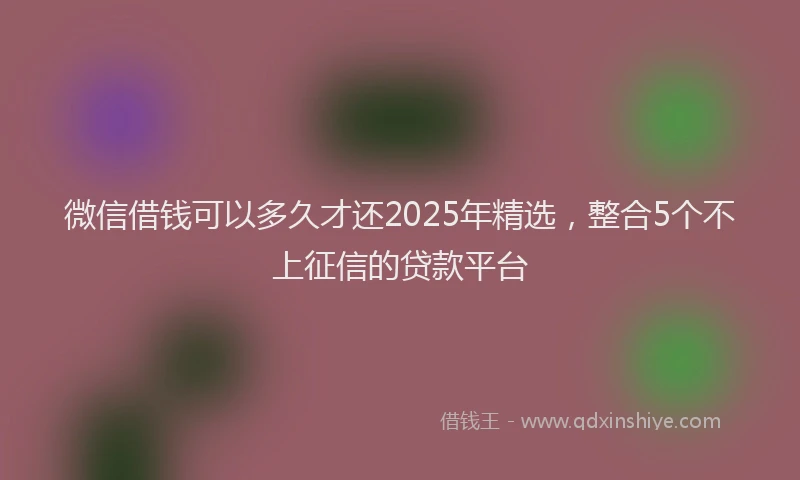微信借钱可以多久才还2025年精选，整合5个不上征信的贷款平台