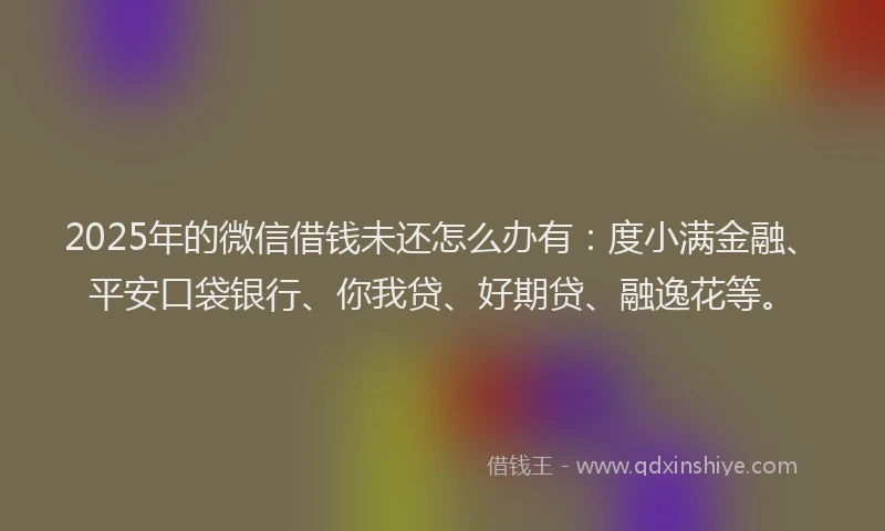 2025年的微信借钱未还怎么办有：度小满金融、平安口袋银行、你我贷、好期贷、融逸花等。