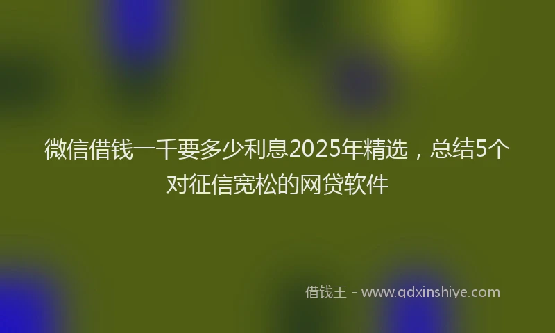 微信借钱一千要多少利息2025年精选，总结5个对征信宽松的网贷软件