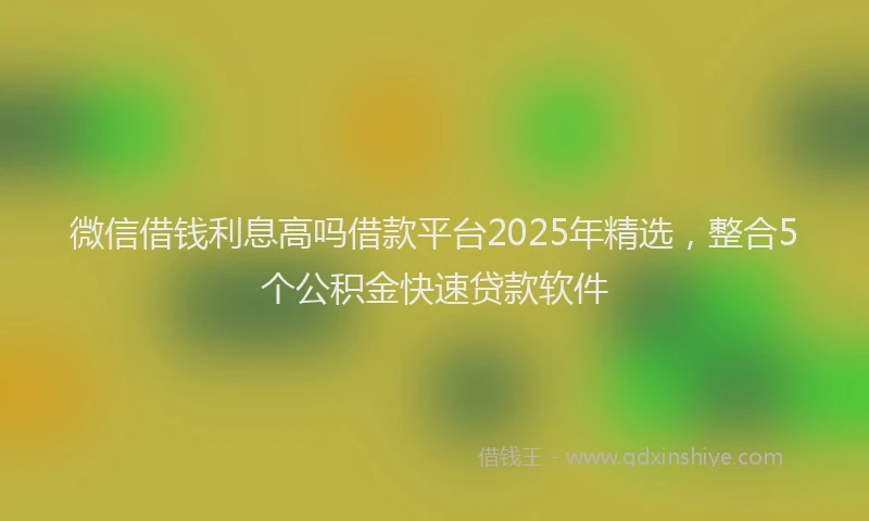 微信借钱利息高吗借款平台2025年精选，整合5个公积金快速贷款软件