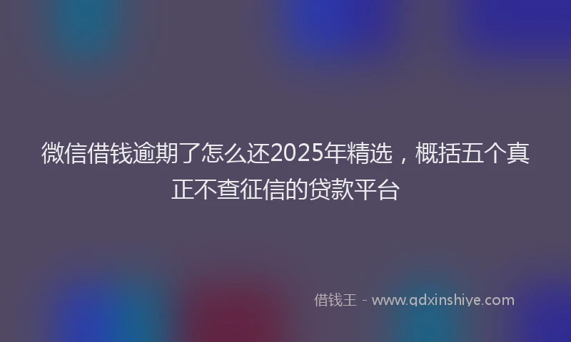 微信借钱逾期了怎么还2025年精选，概括五个真正不查征信的贷款平台
