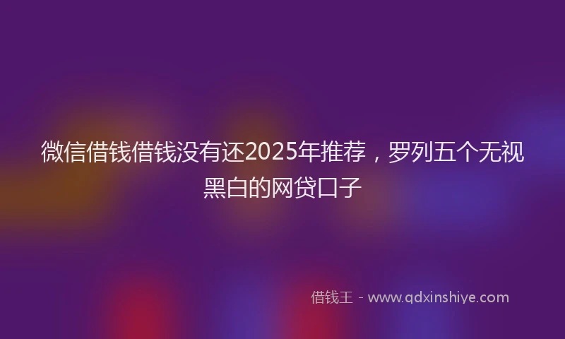 微信借钱借钱没有还2025年推荐，罗列五个无视黑白的网贷口子