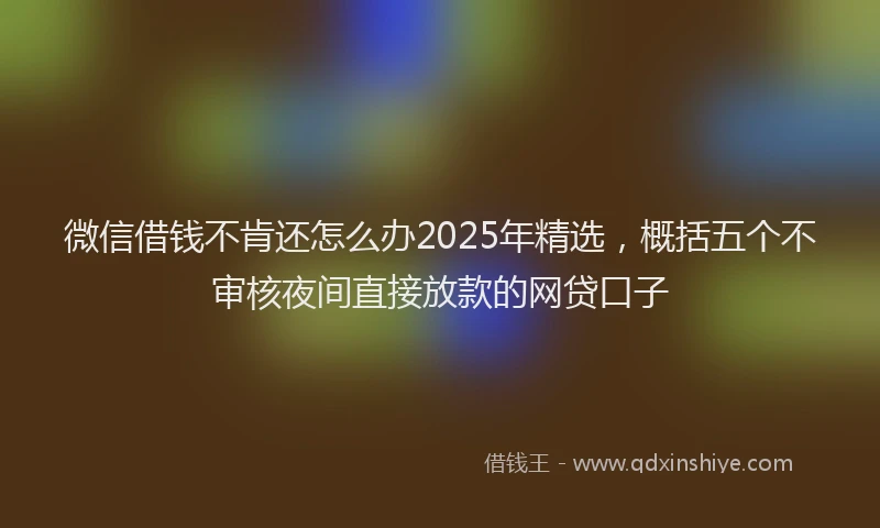 微信借钱不肯还怎么办2025年精选，概括五个不审核夜间直接放款的网贷口子