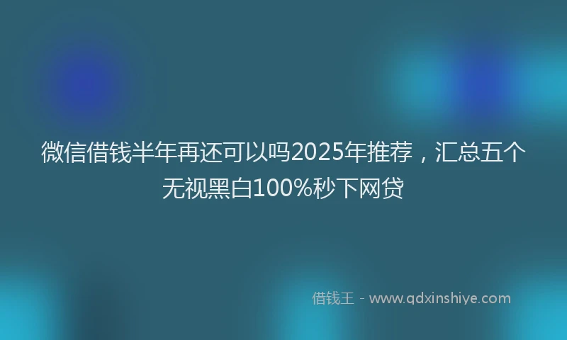 微信借钱半年再还可以吗2025年推荐，汇总五个无视黑白100%秒下网贷