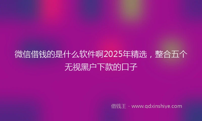 微信借钱的是什么软件啊2025年精选，整合五个无视黑户下款的口子