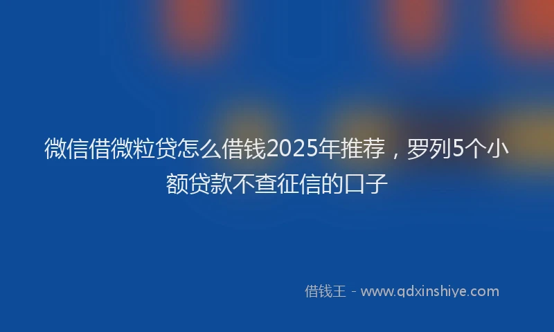 微信借微粒贷怎么借钱2025年推荐，罗列5个小额贷款不查征信的口子