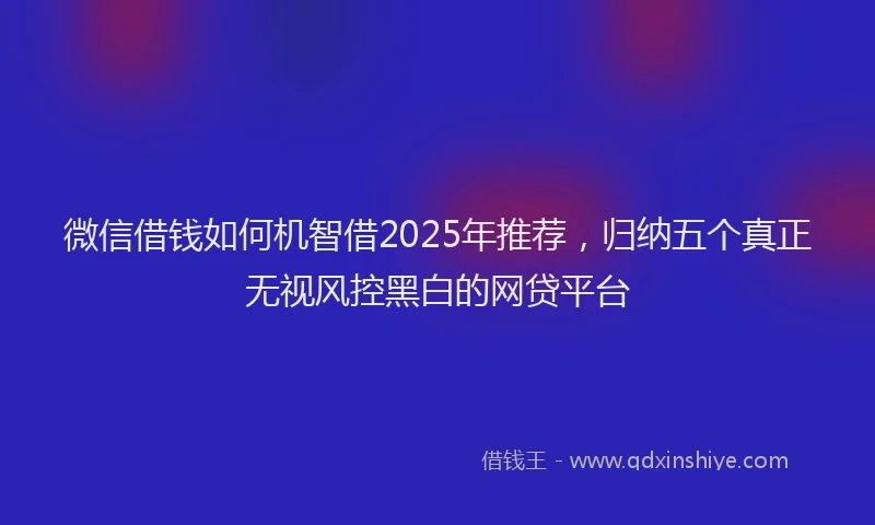 微信借钱如何机智借2025年推荐，归纳五个真正无视风控黑白的网贷平台