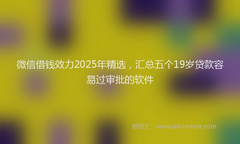 微信借钱效力2025年精选，汇总五个19岁贷款容易过审批的软件