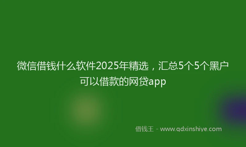 微信借钱什么软件2025年精选，汇总5个5个黑户可以借款的网贷app