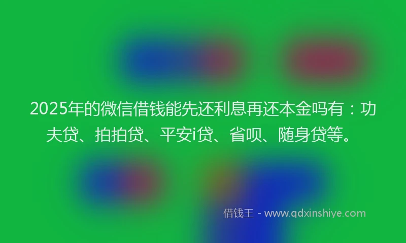 2025年的微信借钱能先还利息再还本金吗有：功夫贷、拍拍贷、平安i贷、省呗、随身贷等。